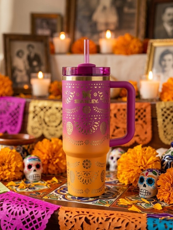 Stanley Other - Stanley Dia de Los muertos day of the dead yellow pink Travel Mug Handle